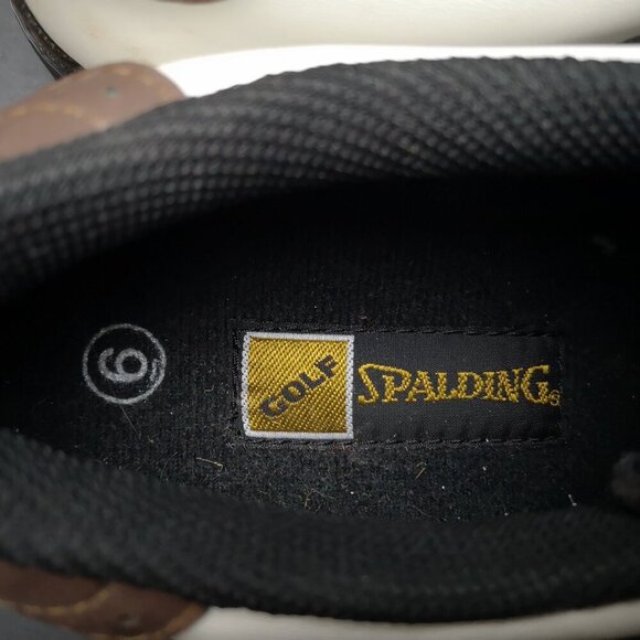 NWT Spalding Ladies Size 6 Dark Brown & White Faux Leather Golf Shoes - Picture 3 of 9
